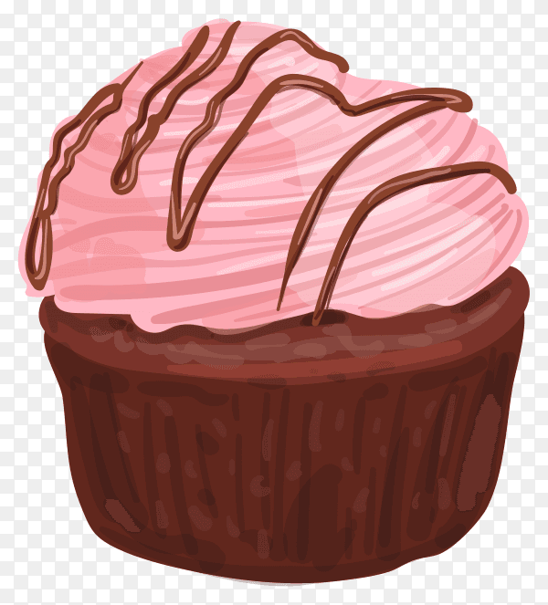 Cupcake with pink cream on transparent background PNG