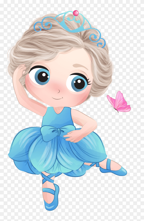 Cute Little Girl With Ballerina Illustration on transparent background PNG