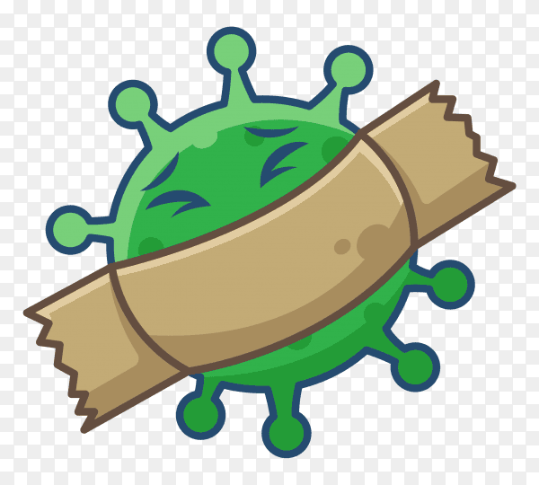 Cute corona virus cartoon with tape Clipart PNG