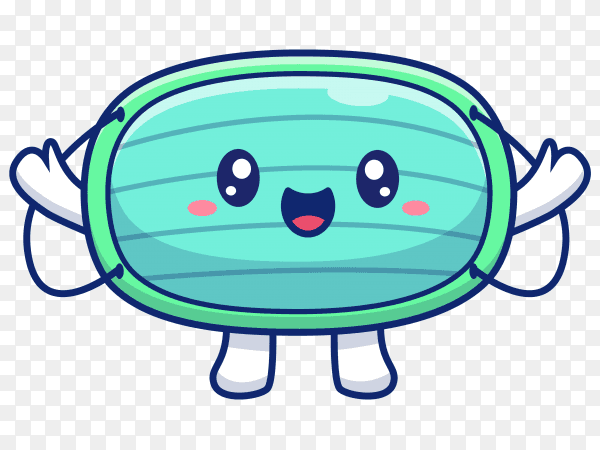 Cute medical mask cartoon icon illustration on transparent background PNG