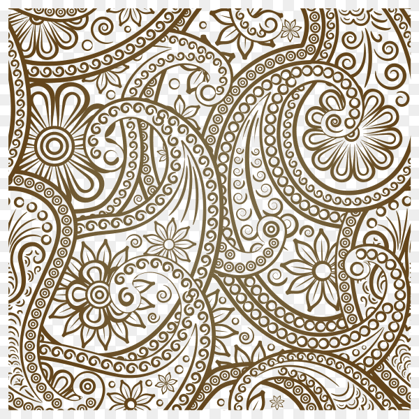 Damask seamless pattern element on tranparent background PNG