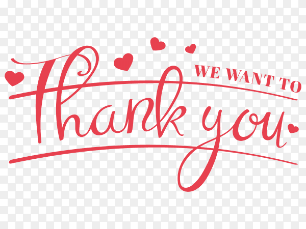Decorative thank you sticker with red color on transparent background PNG