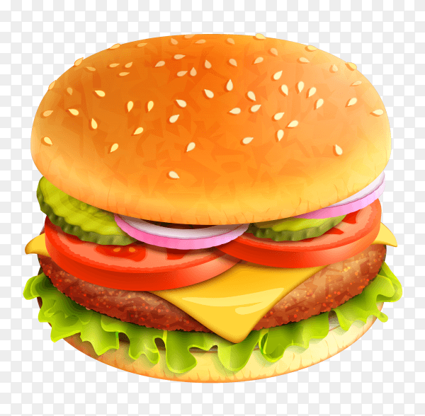 Delicious burger illustration on transparent background PNG