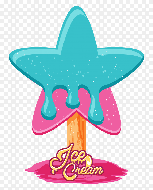 Delicious ice cream in stick with star shape on transparent background PNG