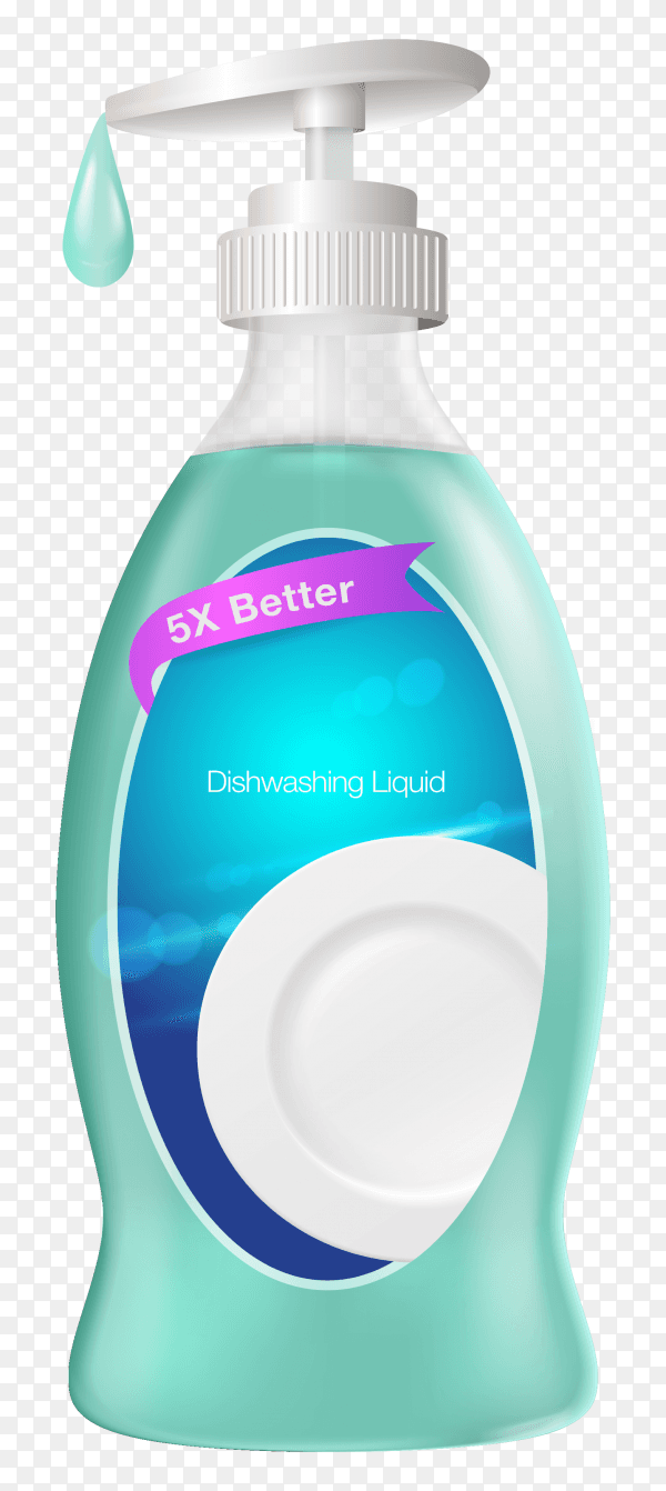 Dishwashing advertising realistic template on transparent background PNG