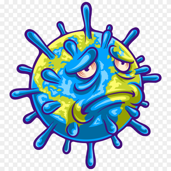 Earth coronavirus illustration on transparent background PNG
