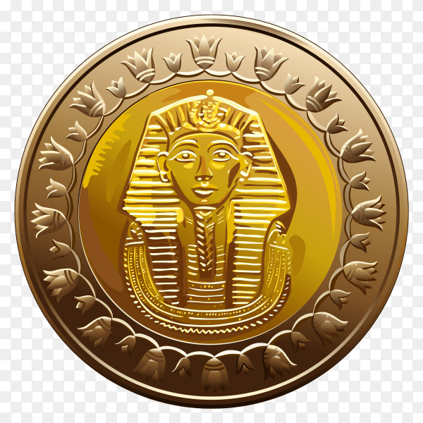 Egyptian coin featuring pharaoh premium vector PNG