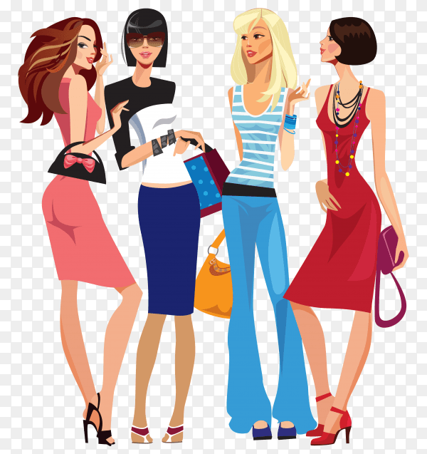 Fashion models character on transparent background PNG