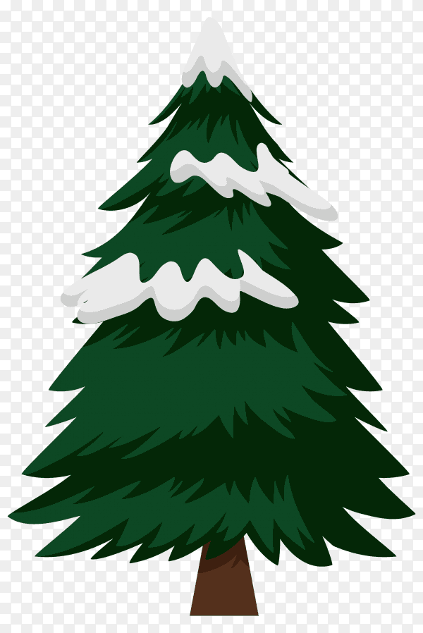Flat design christmas tree concept on transparent background PNG
