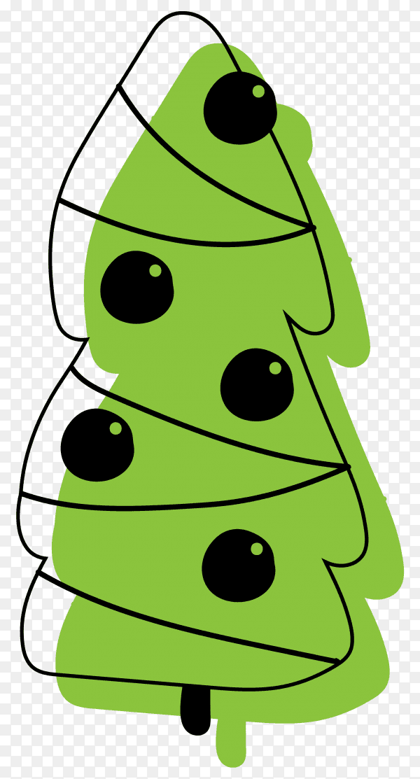 Flat design christmas tree isolated on transparent background PNG