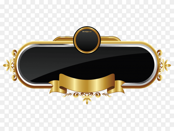 Golden label isolated on transparent background PNG