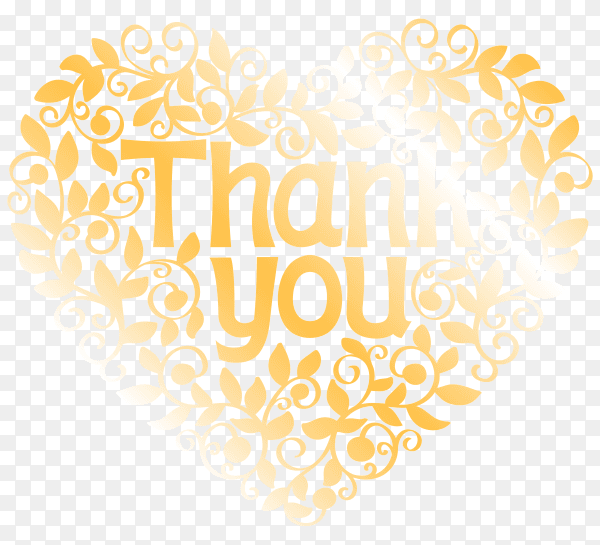 Golden thank you lettering isolated on transparent background PNG