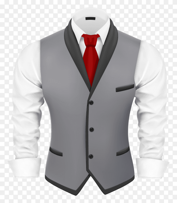 Gray men business suit on transparent background PNG