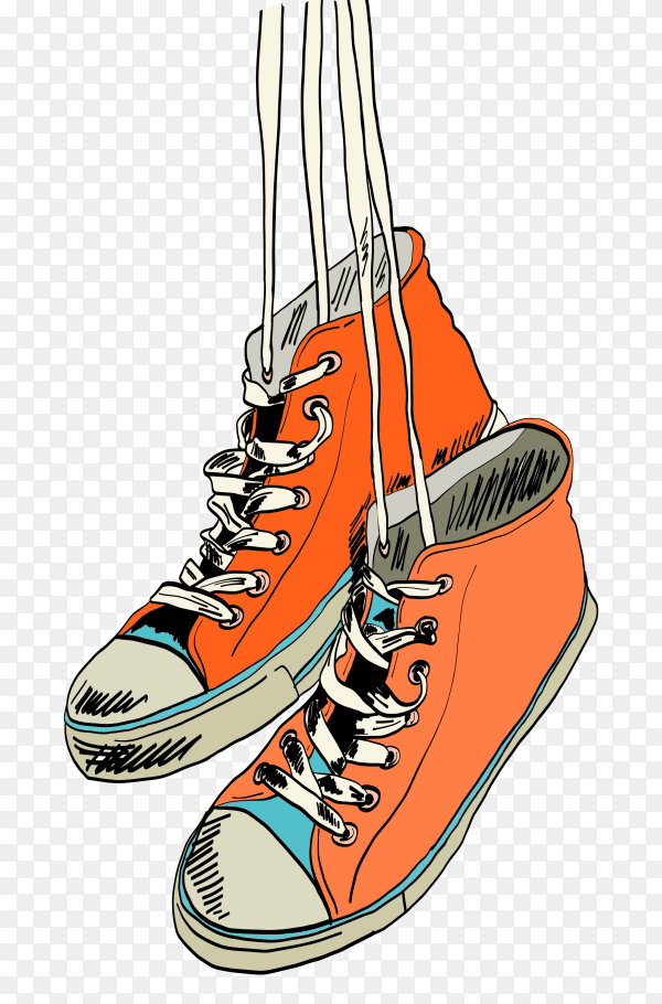 Gumshoes sketch hanging on transparent background PNG