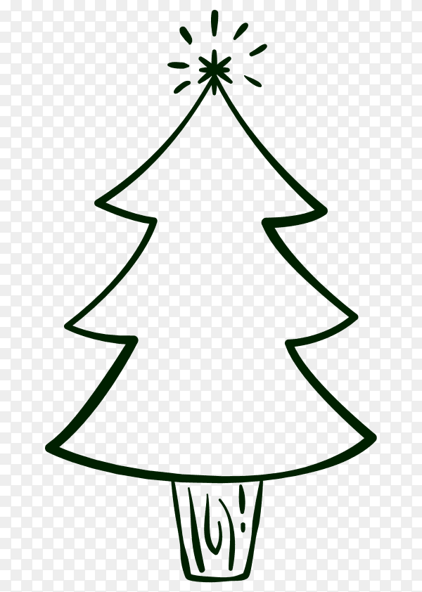 Hand drawing Christmas tree on transparent background PNG