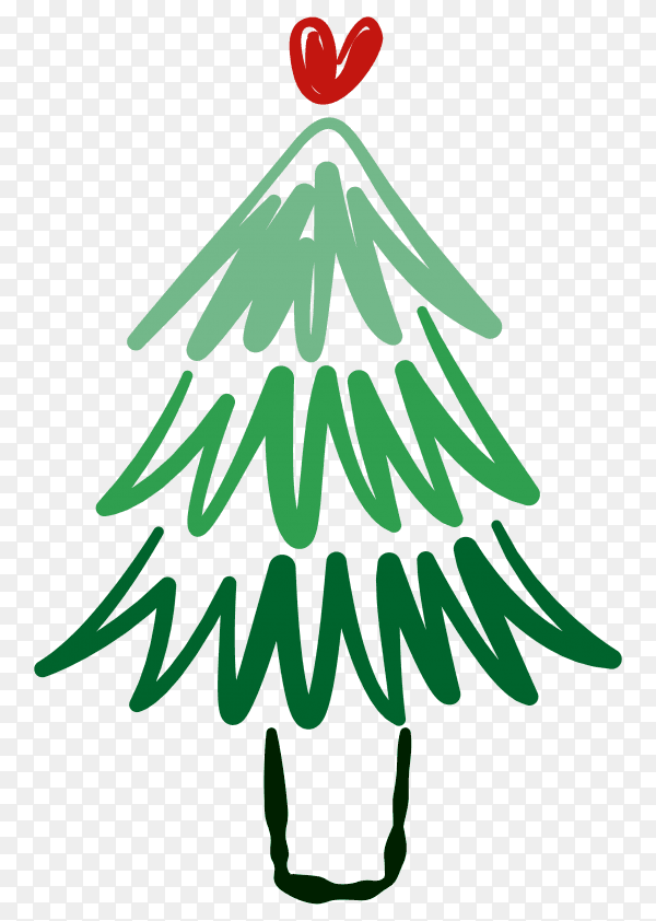 Hand drawing Christmas tree premium vector PNG