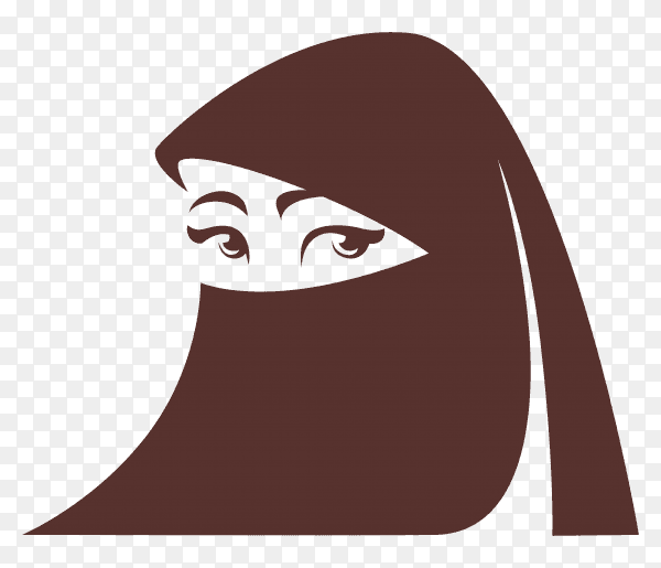 Hand drawing msulim woman in hijab on transparent PNG