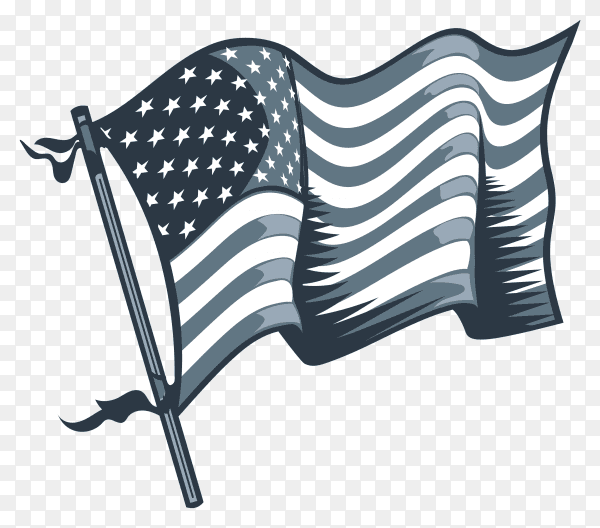 Hand drawn American flag premium vector PNG