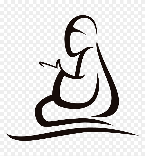 Hand drawn Arab Muslim woman praying on transparent PNG