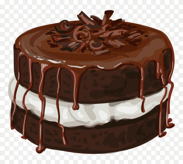 Hand drawn chocolate cake on transparent background PNG