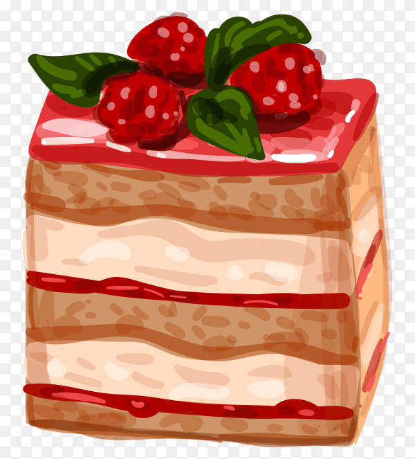 Hand drawn delicious cake illustration on transparent background PNG