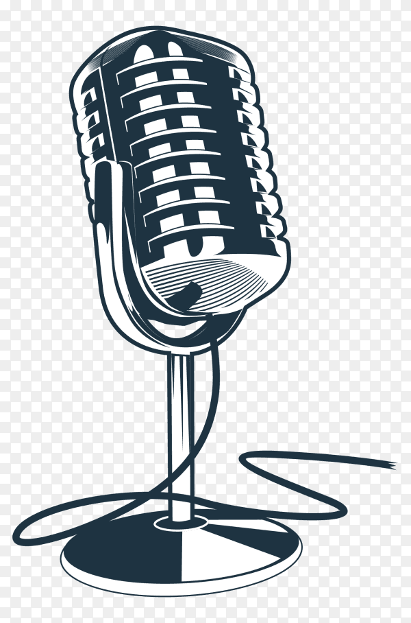 Hand drawn microphone on transparent background PNG