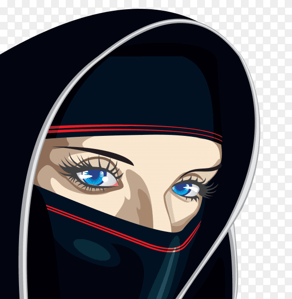 Hand drawn Muslim woman portrait on transparent background PNG