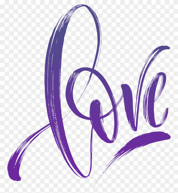 Hand lettering love word illustration on transparent background PNG