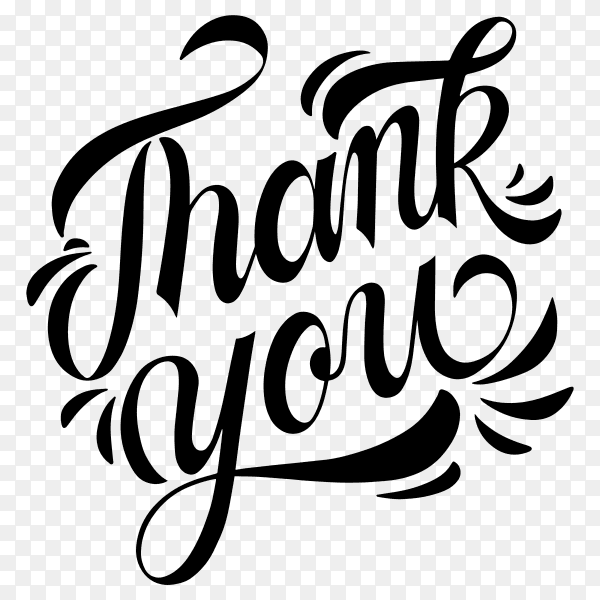 Hand lettering thank you with decorative graphic premium vector PNG
