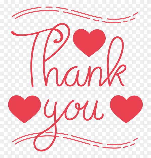 Hand written thank you on transparent background PNG