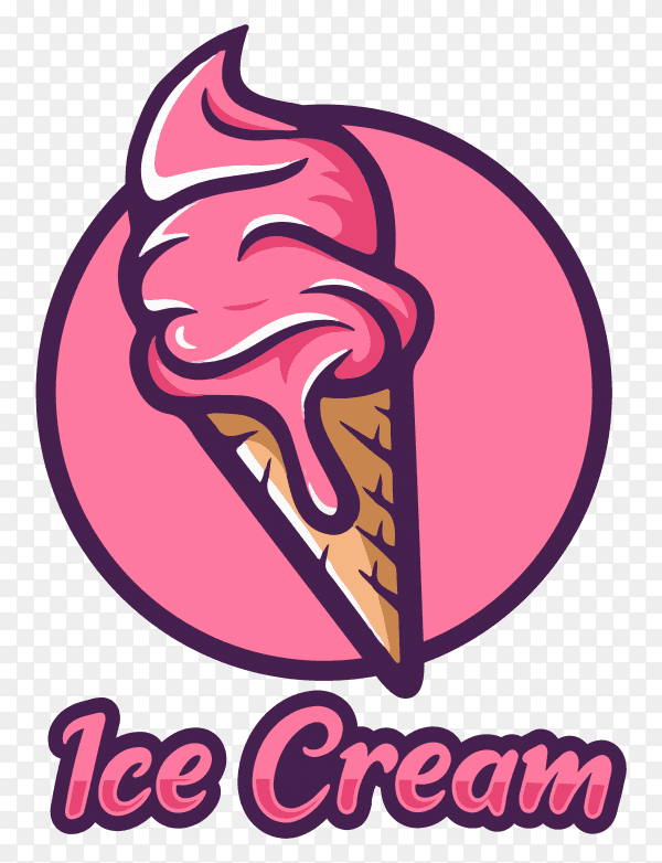 Ice cream gelato pink logo on transparent background PNG