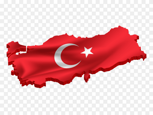Illustration of Turkish flag on the map premium vector PNG