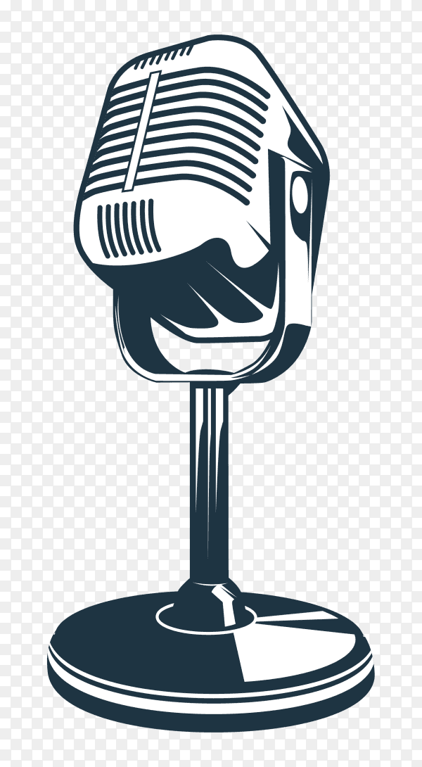 Illustration of retro microphone on transparent background PNG