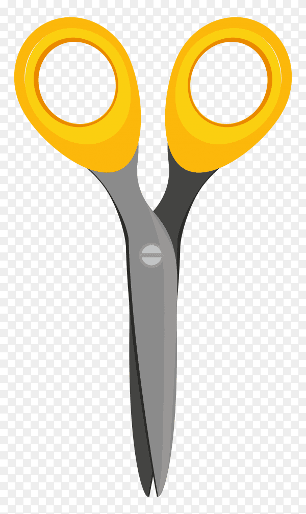 Illustration of scissors in yellow color on transparent background PNG