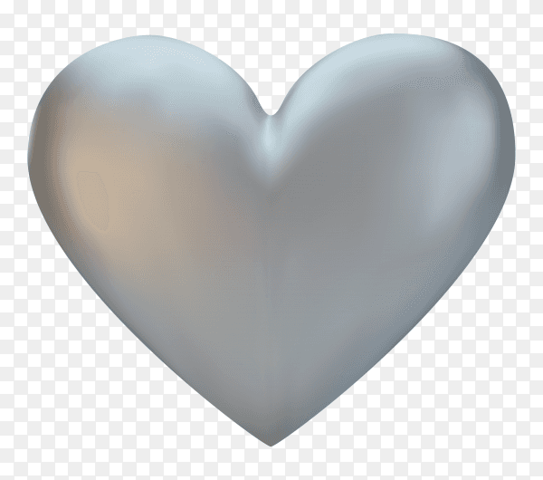 Illustration of silver heart premium vector PNG