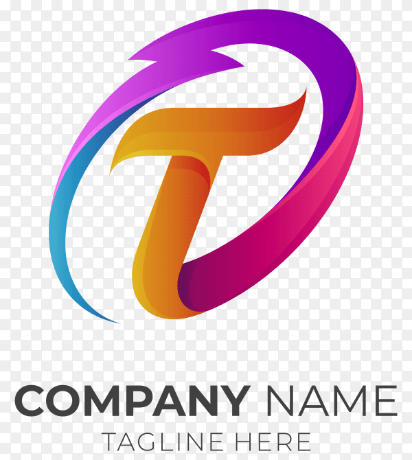 Initial letter t logo with thunder on transparent background PNG