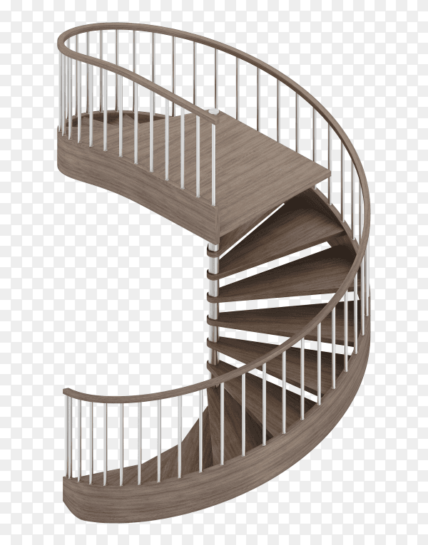 Isometric round stairs on transparent background PNG