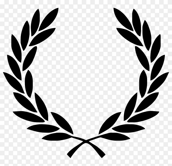 Leaves laurel wreath with black color on transparent PNG