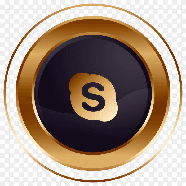 Luxury golden black Skype logo design on transparent PNG