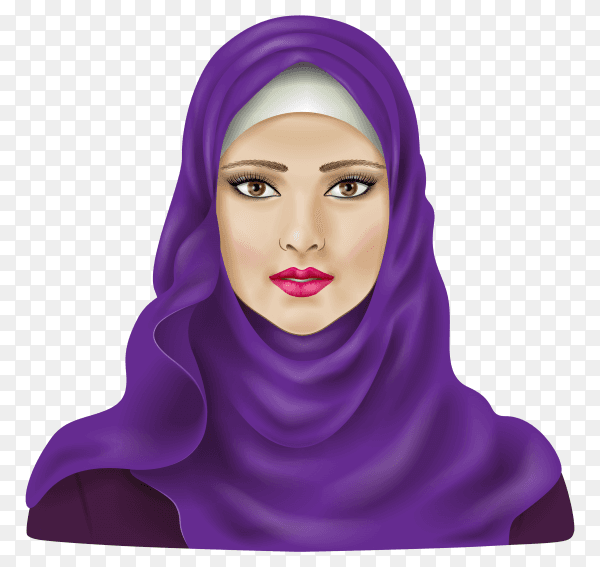 Muslim woman in hijab. beautiful Arabian lady. girl in traditional dress on transparent background PNG