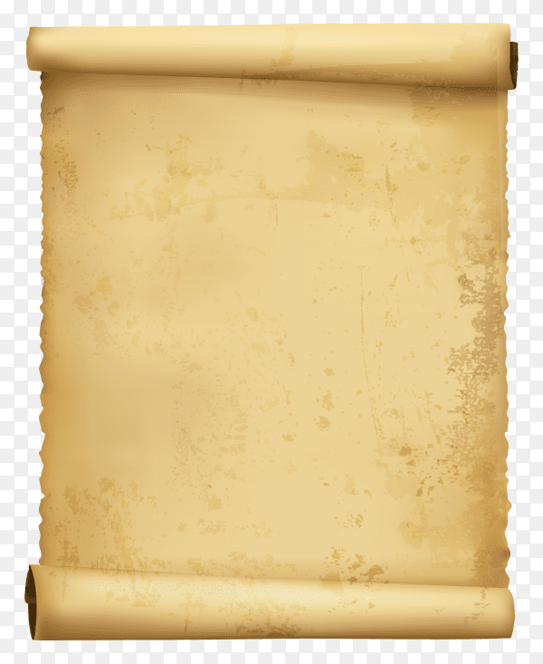 Old paper scroll on transparent background PNG