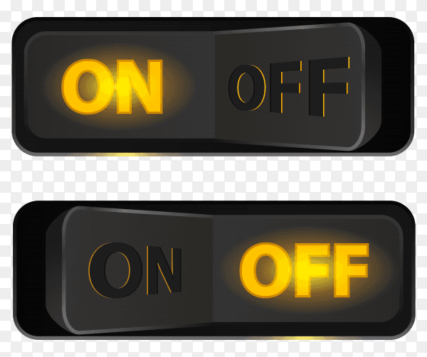 On and off switch buttons on transparent background PNG