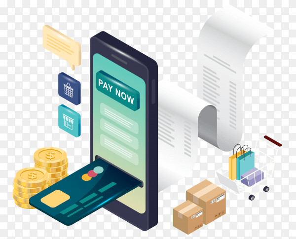 Online payment concept Illustration on transparent background PNG