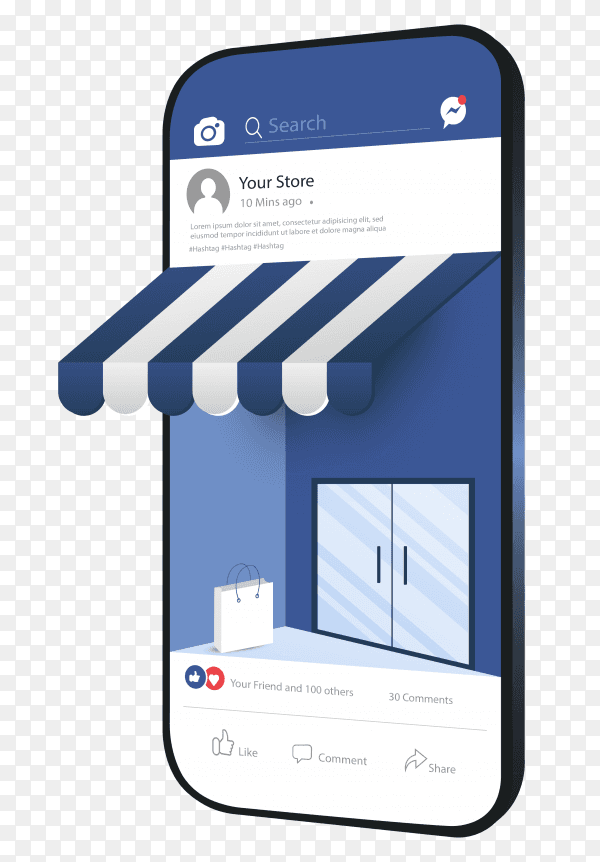 Online shopping promotion with smartphone on transparent background PNG