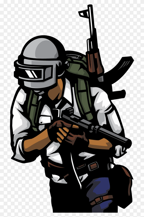 PUBG soldier illustration on transparent background PNG