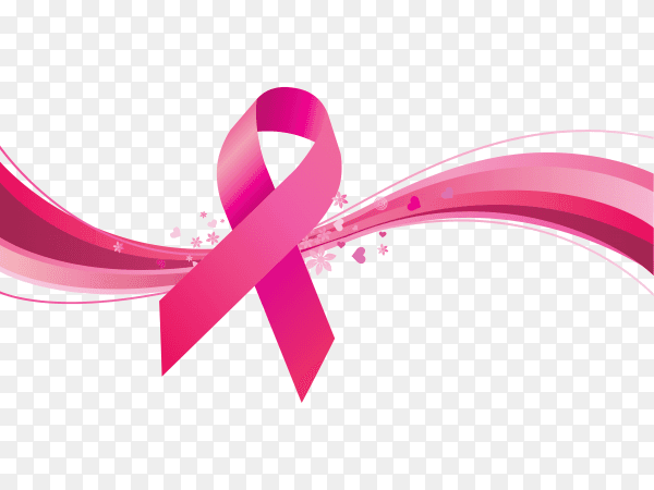Pink Ribbon for breast cancer on transparent PNG