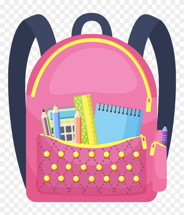 Pink school bag premium vector PNG