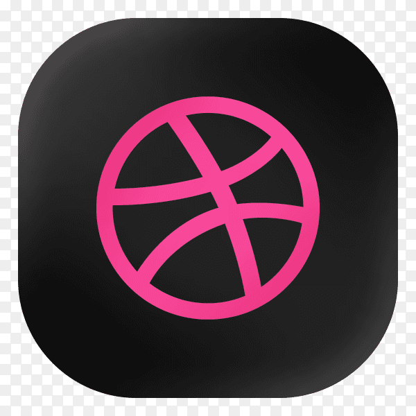 Popular Dribble icon in modern round black glass web on transparent background PNG