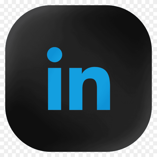 Popular Linkedin icon in modern round black glass web on transparent background PNG