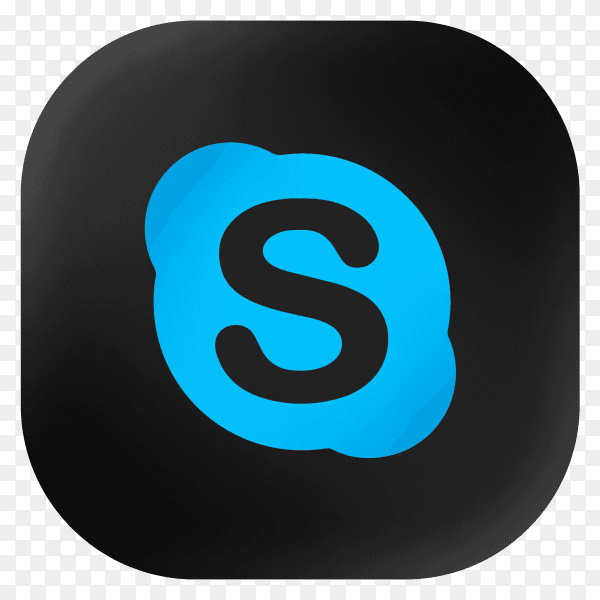 Popular Skype icon in modern round black glass web on transparent PNG